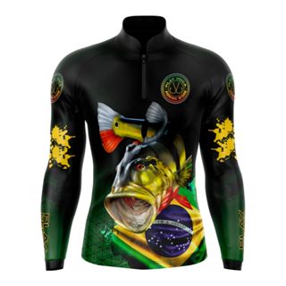 CAMISA CAMISETA DE PESCA TUCUNARÉ BRASIL 01 COM PROTEÇÃO SOLAR UV50+ em Oferta na Shopee