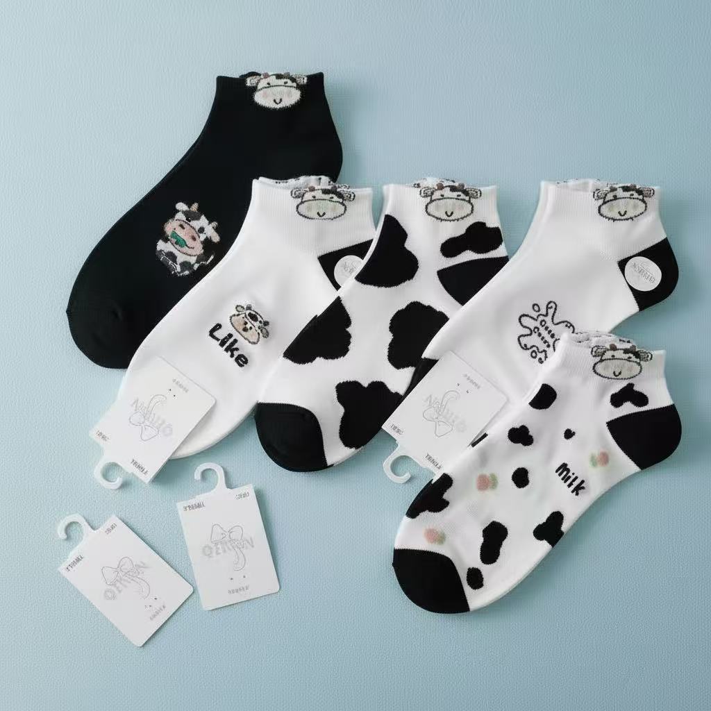 Kit Meias Femininas Vaca Cano Curto Estilo Sortidas niu