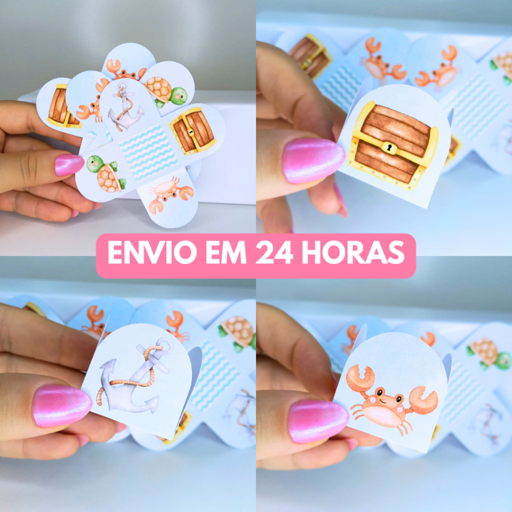 Forminha de Doces Fundo do Mar Menino Personalizada no Tema / Lembrancinha de Festa / Aniversário / Festa Infantil