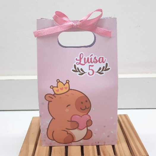 Sacolinha Personalizada Capivara Cute|Sacolinha Supresa|Lembrancinha pronta para Festas