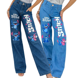 Calça Jeans Wide Leg Stitch Juvenil Premium Feminina Moda Kids Estilo Gringa Calça para Meninas em Oferta na Shopee