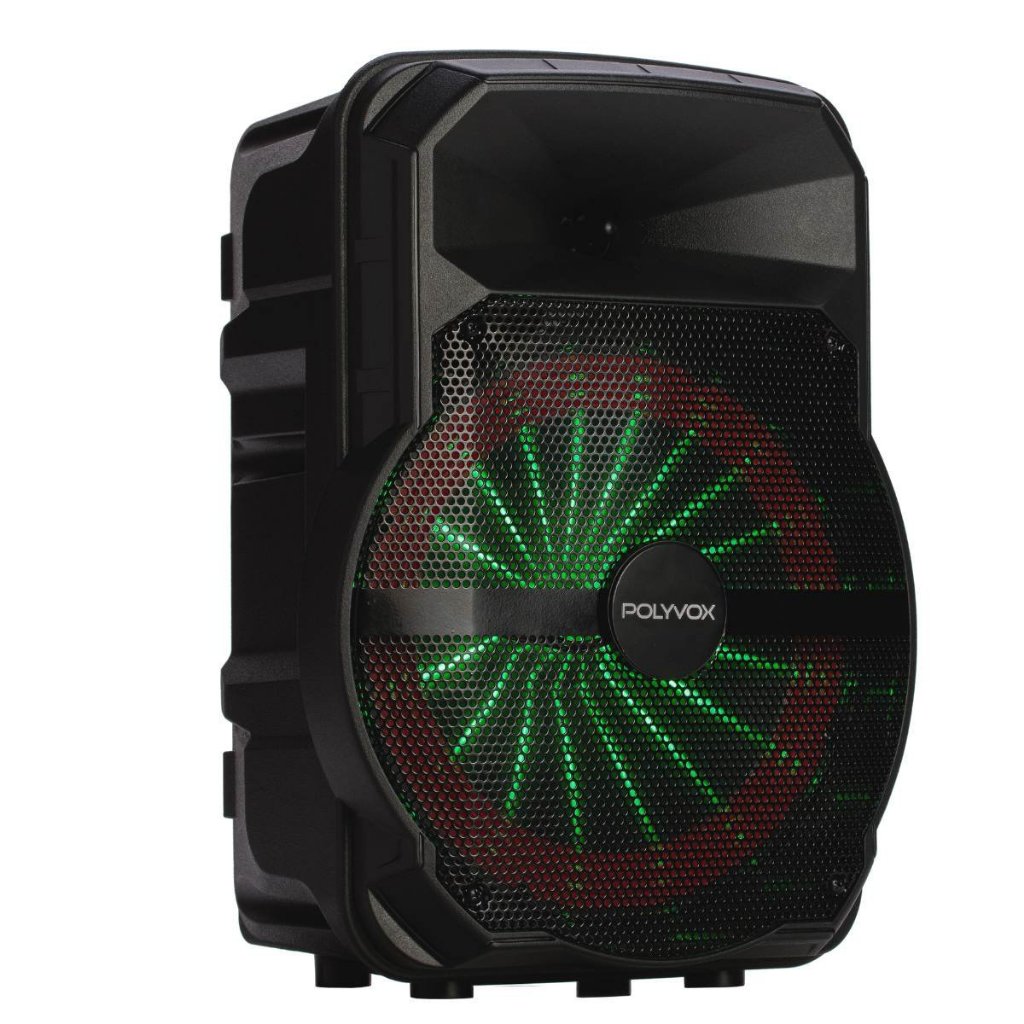 Kit Show Polyvox Caixa de som Amplificada Bluetooth 10 300W  + Tripés + Microfone  Sem Fio
