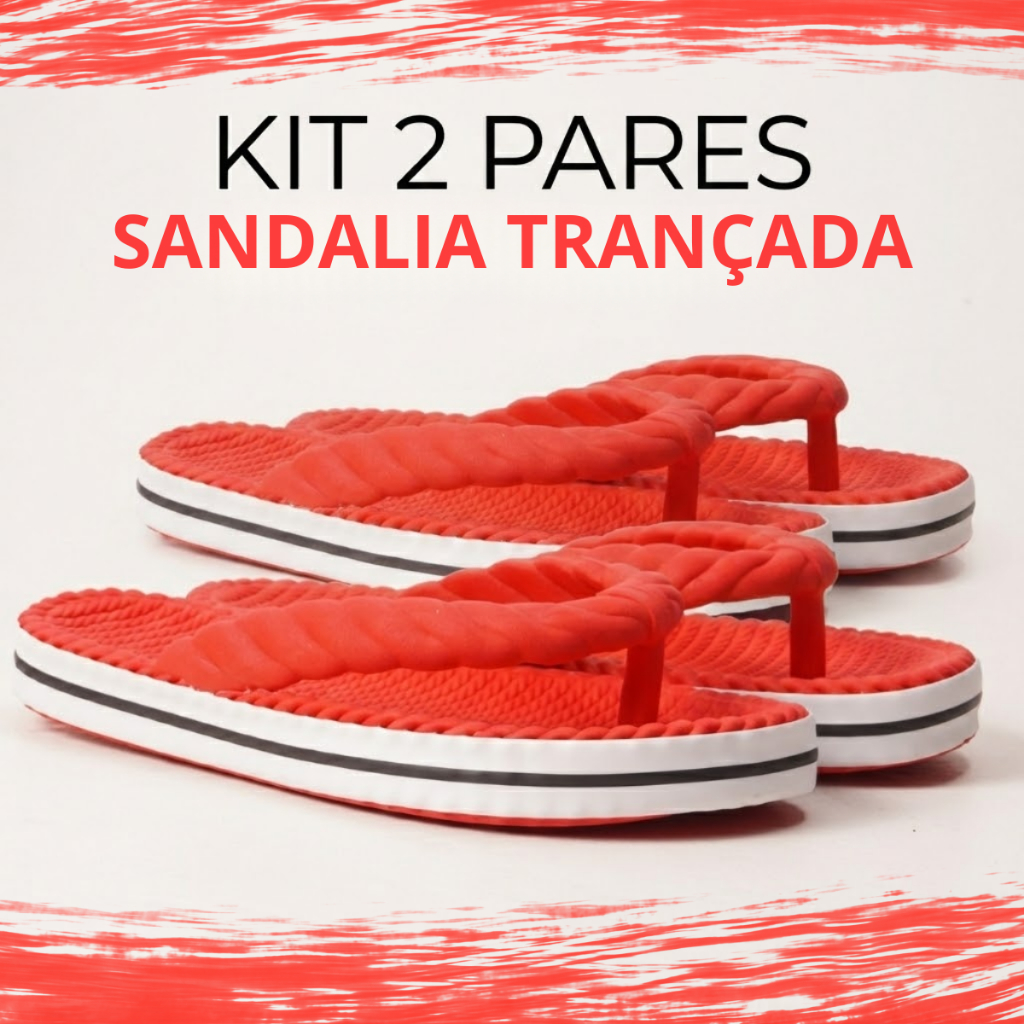 Kit 2 Pares Sandália Feminina Trançada Ideal para Quem Busca Conforto e Estilo Urbano