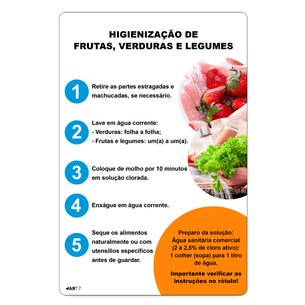 Placa Informativa Higienização De Frutas Verduras E Legumes