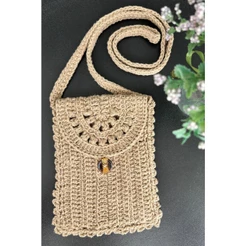Bolsa Tiracolo de crochê para celular - 20cm x 15 cm.
