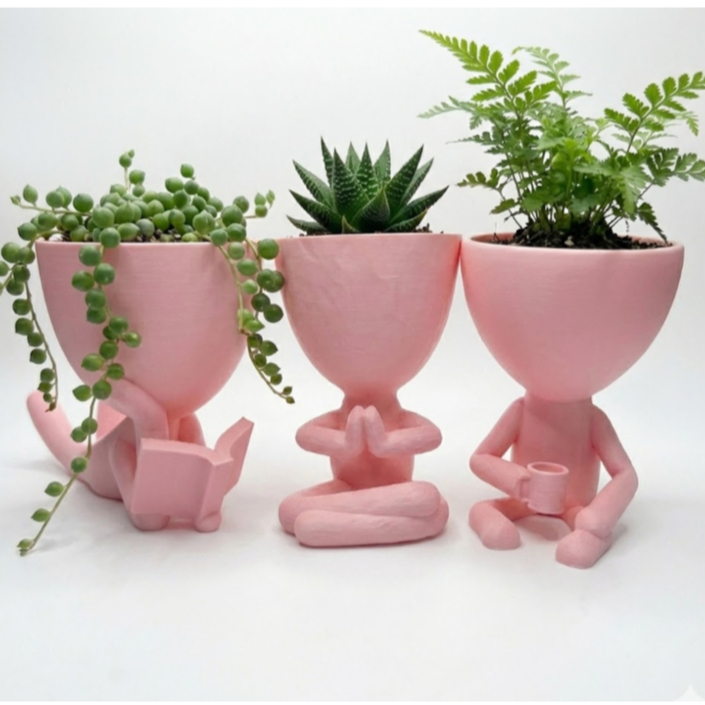 Kit 3 Vasos Robert Plant Trio Relax - Lendo, Meditando e Café (Rosa)