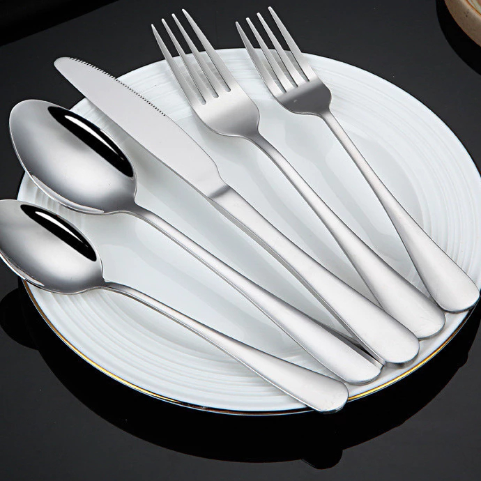 Kit Faqueiro Jogo Talheres 24 Peças  Prata de Aço Inox Garfo Colher Faca Utensílios Cozinha
