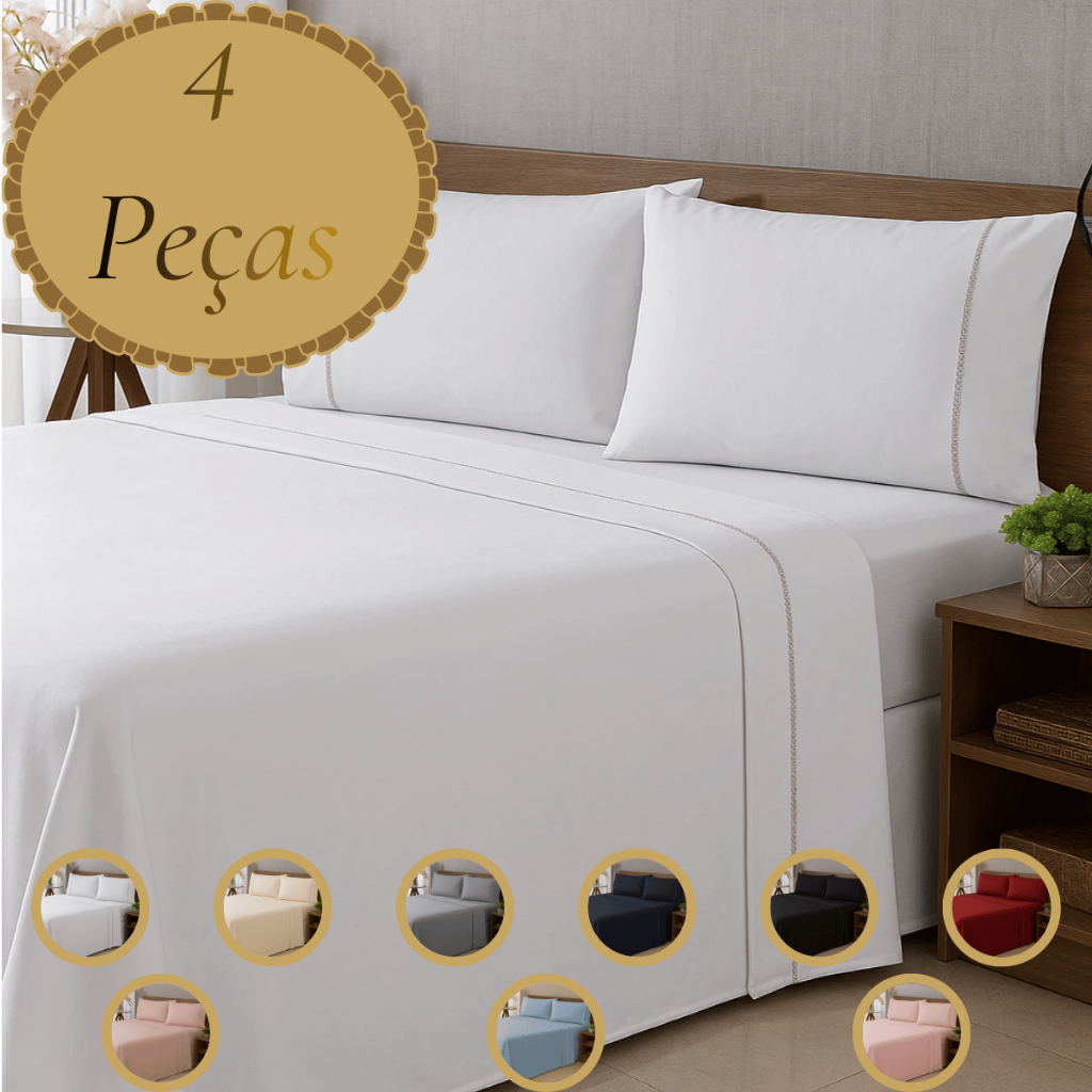 Kit/Jogo Lençol 4 Peças Supreme Luxo 400 Fios Casal Toque Aveludado - Direto da Fábrica em Oferta na Shopee