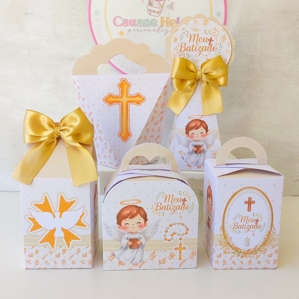 KIT FESTA PRONTA ENTREGA BATIZADO MENINO LEMBRANCINHAS CAIXINHAS PERSONALIZADAS