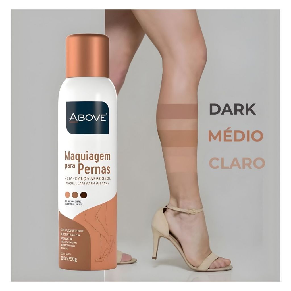 Maquiagem para Pernas Meia-Calça Aerosol 150ml/90g Above Baston em Oferta na Shopee