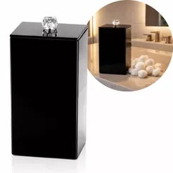 Porta Cotonete de Luxo em Vidro Espelhado com Tampa e Puxador Decorativo 10x7x7cm