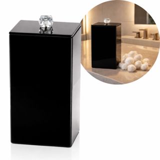 Porta Cotonete de Luxo em Vidro Espelhado com Tampa e Puxador Decorativo 10x7x7cm em Oferta na Shopee