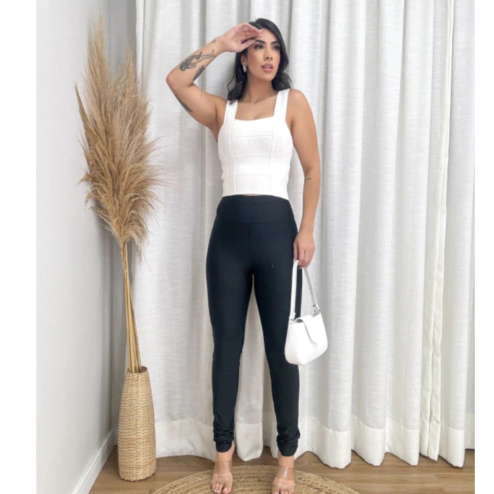 Calça Legging Feminina Suplex Básica Dia A Dia Preço Barato Confortável Academia Ginástica Cós Alto