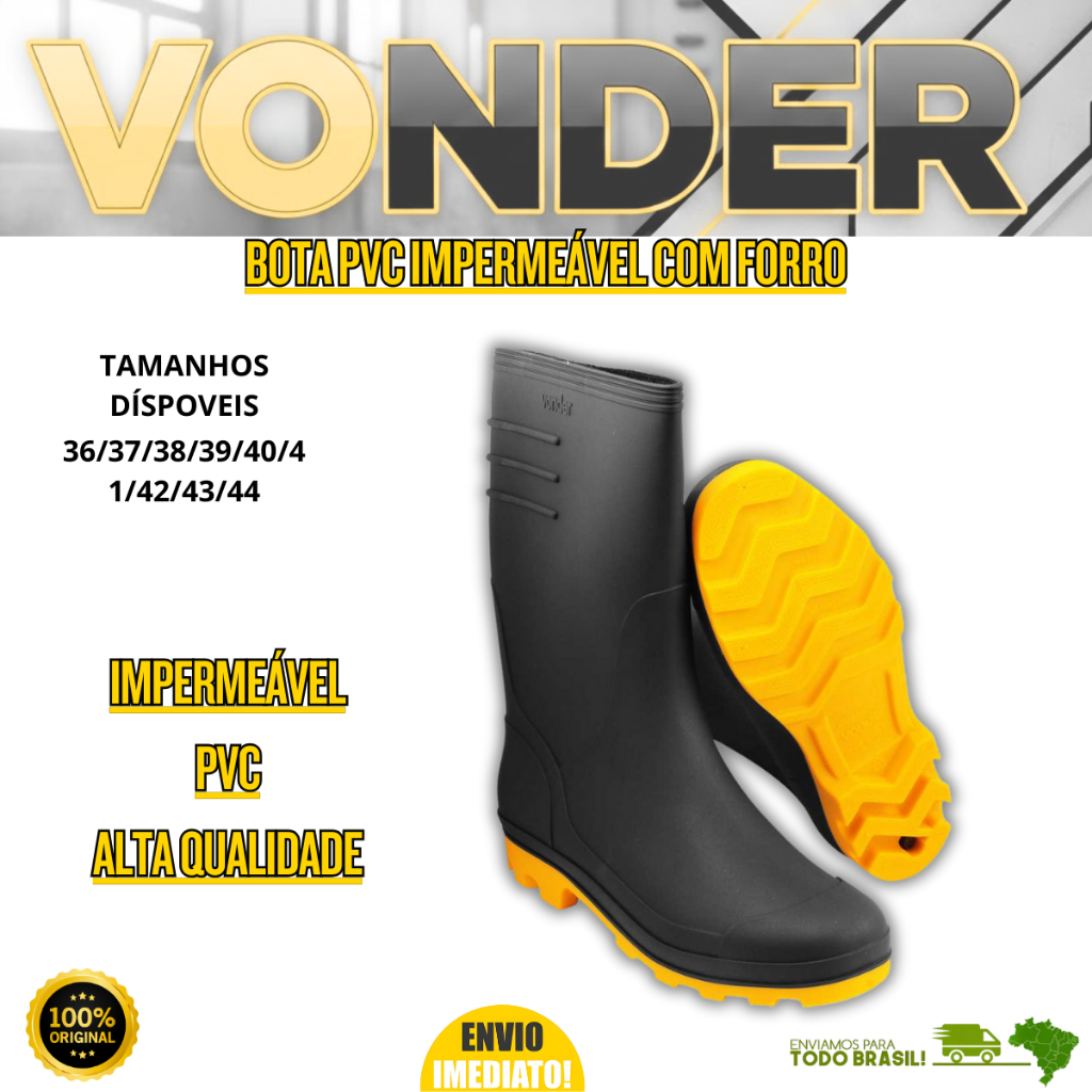 Bota PVC Chuva Motociclista Moto Impermeável Forrado Resistente a Escorregamento Original Oferta