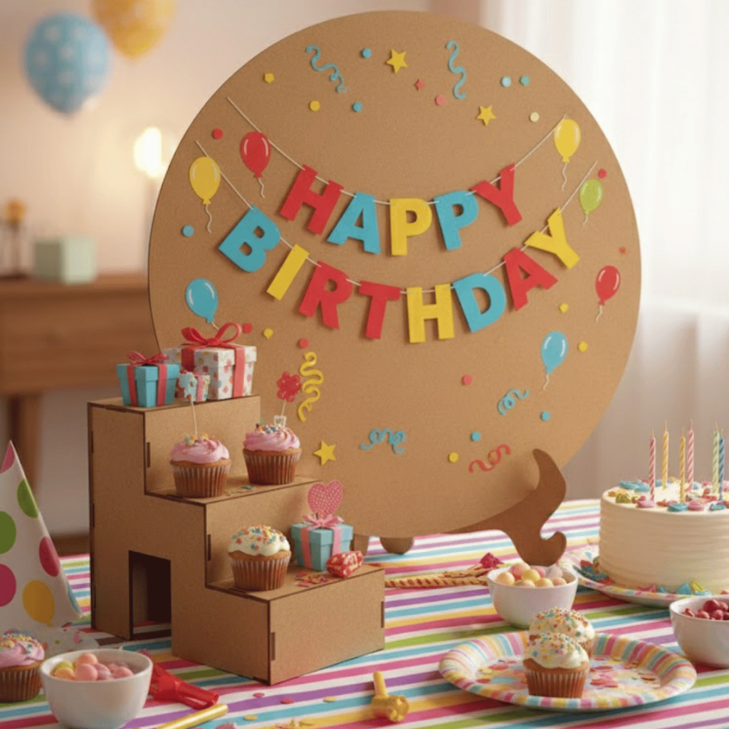 Painel Decorativo Redondo em MDF Cru 50cm com Base de Apoio, Kit para Festa e Cenário com Escadinha em Oferta na Shopee