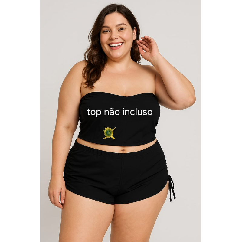 Suquini Plus Size Short Totalmente forrado Com Regulagens Laterais (Top Não Incluso)