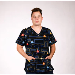 Blusa Scrub Masculino Estampado | Pijama Cirúrgico para Enfermagem, Medicina, Odonto, Veterinária, etc