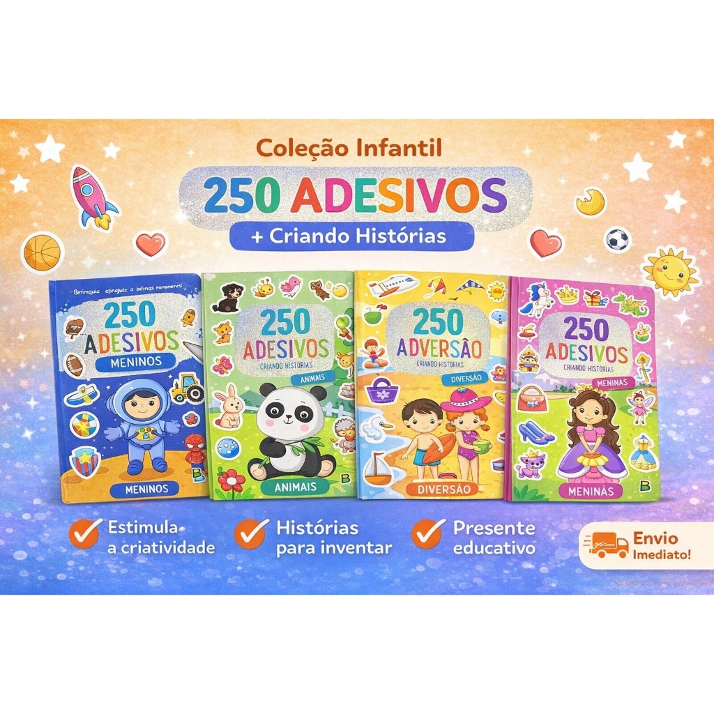 Livro com 250 Adesivos - Criando Histórias - até 4 títulos em Oferta na Shopee