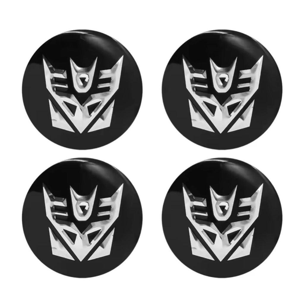 Jogo 4 Emblema Logo Adesivo Roda Transformers 56mm - Preto Preto