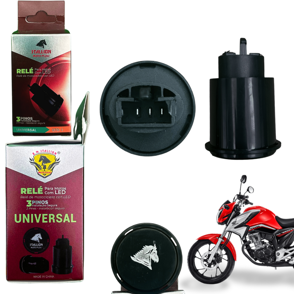 Rele de Pisca de LED 3 Pinos Stallion Universal Moto 12v