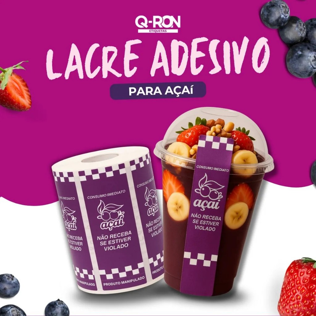 1000 Lacre De Segurança Para Açaí Delivery  Violeta-escuro Açaí