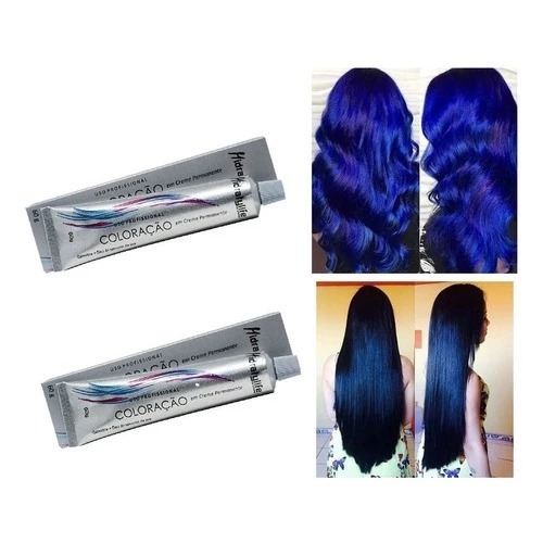 Kit 01 Tinta Preto Azulado 1 e 01 Tinta Azul Royal Permanente Mairibel
