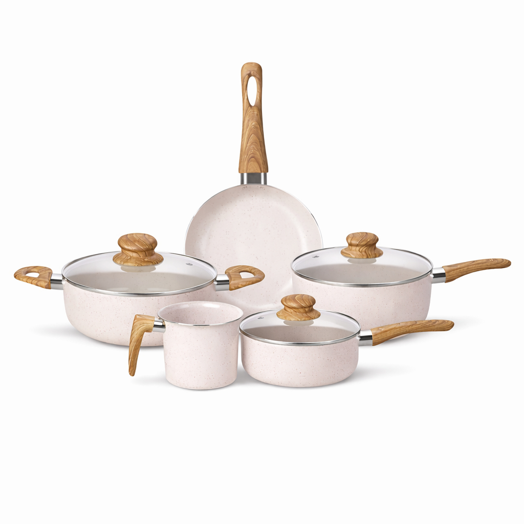 Conjunto Kit 5 Peças Panelas Fogão Indução Elétrico Gás Revestimento Cerâmico Antiaderente em Oferta na Shopee