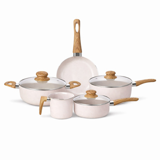 Conjunto Kit 5 Peças Panelas Fogão Indução Elétrico Gás Revestimento Cerâmico Antiaderente em Oferta na Shopee