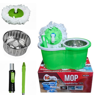 Balde Mop Limpeza 360 Giratorio Inox Esfregão Quality Mop Triangulo Giratorio Clean Tech