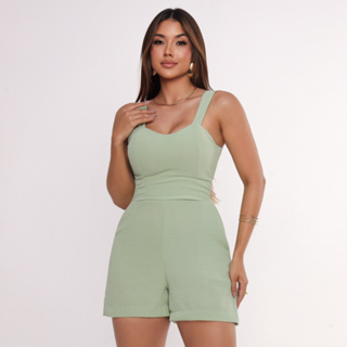 Macaquinho Feminino Cintura Marcada elástico nas Costas Estiloso  Fresquinho 38 ao 46 Envio Imediato em Oferta na Shopee