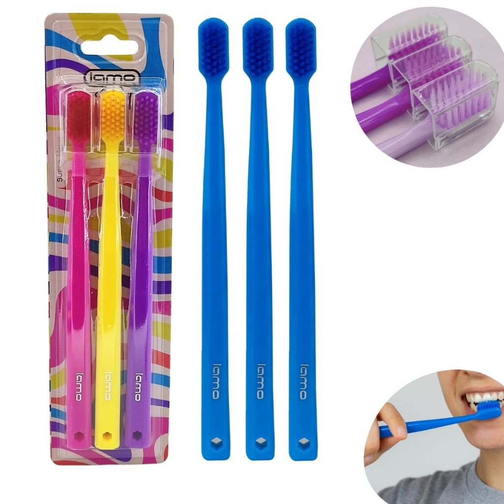 Kit Escova de Dente Adulto Lilas Azul Cerdas Macias com Capa Protetora Rosa 18cm Ideal para Viagem em Oferta na Shopee