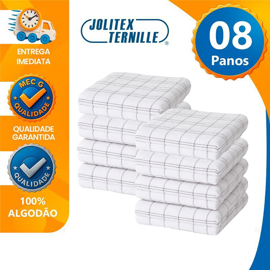8 Pano de Prato Copa Atoalhado Felpudo Cozinha 40x65cm 100% Algodão Branco Jolitex em Oferta na Shopee