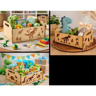 Caixotes Caixa Grande Media Pequena MDF Cru Dinossauro Lembrancinha Festa Infantil Recorte Laser Organizador Brinquedos em Oferta na Shopee