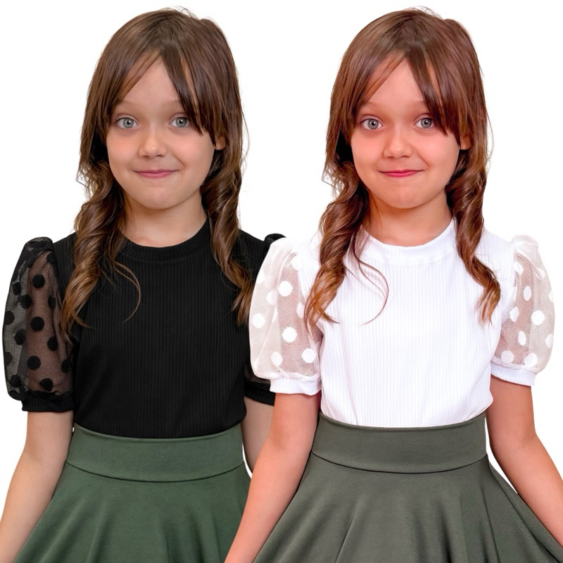 Blusa Infantil SOB ENCOMENDA!! Canelada Tule Blusa Malha Jardineira Salopete Vestido Feminino Midi Moda Evangélica em Oferta na Shopee