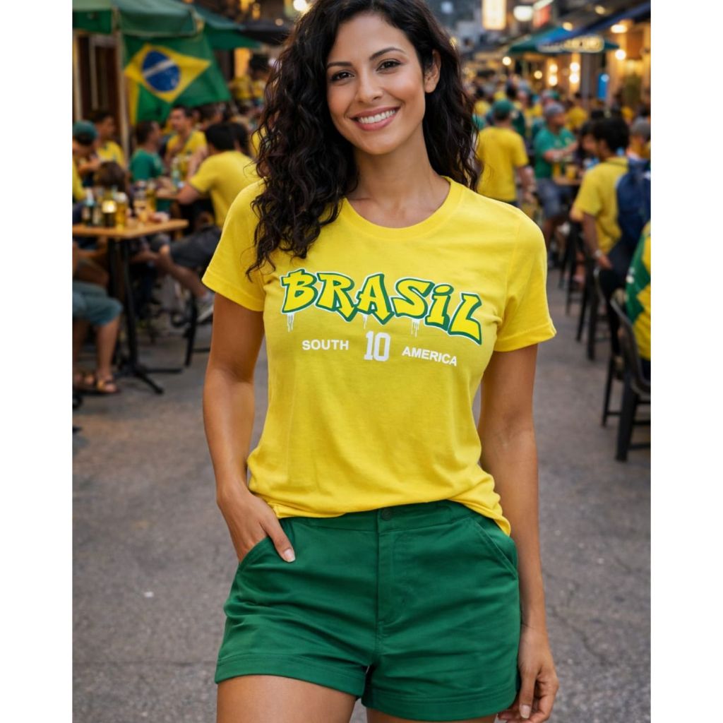 Camiseta Feminina Tshirts Seleção Brasileira Jogo Copa do Mundo 2026