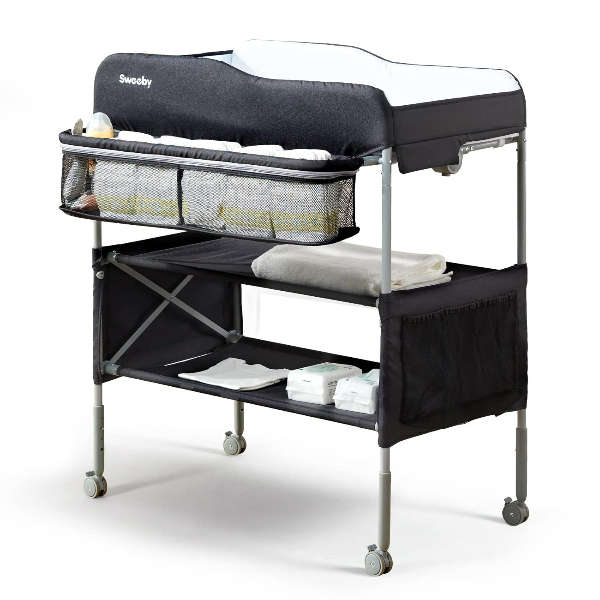 Mesa Trocador de Bebe Babevy N-228 Organizador Movel para Bebes - Preto