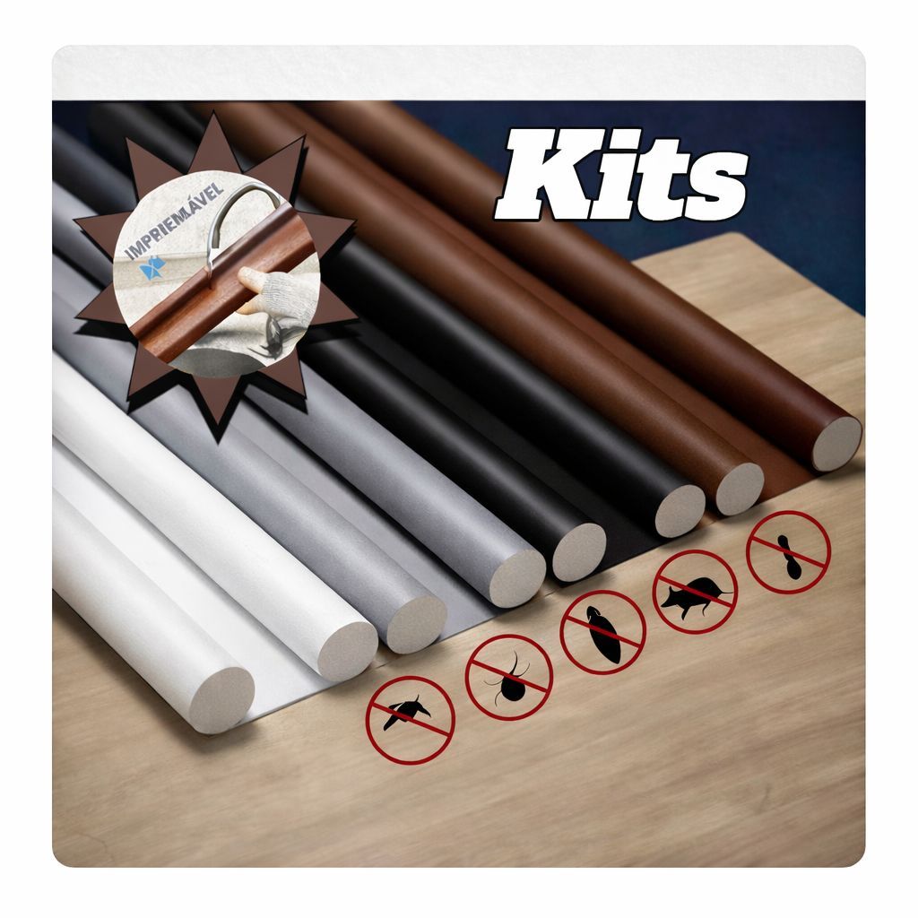 Kits 5/4/3/2 Veda Porta Impermeável Proteção de Porta Protetor Impermeável Rolinho Duplo 80cm Comprimento