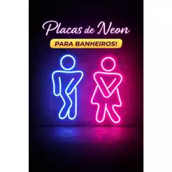 Placa em Neon Led Sinalização de Banheiro Masculino e Feminino