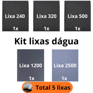 Lixa 240 320 500 1200 2500 d'água kit 1 à 5 folhas de cada Grão Polimento Licha água Plásticos Metal em Oferta na Shopee