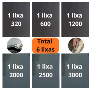 Lixa 320 600 1200 2000 2500 3000 Kit 1 2 3 folhas Grão água Polimento Lixamento Plásticos Pintura em Oferta na Shopee