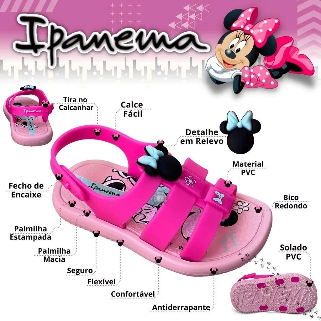 Sandália Papete Infantil/Baby Ipanema Disney Go Style Baby 27147 Grendene