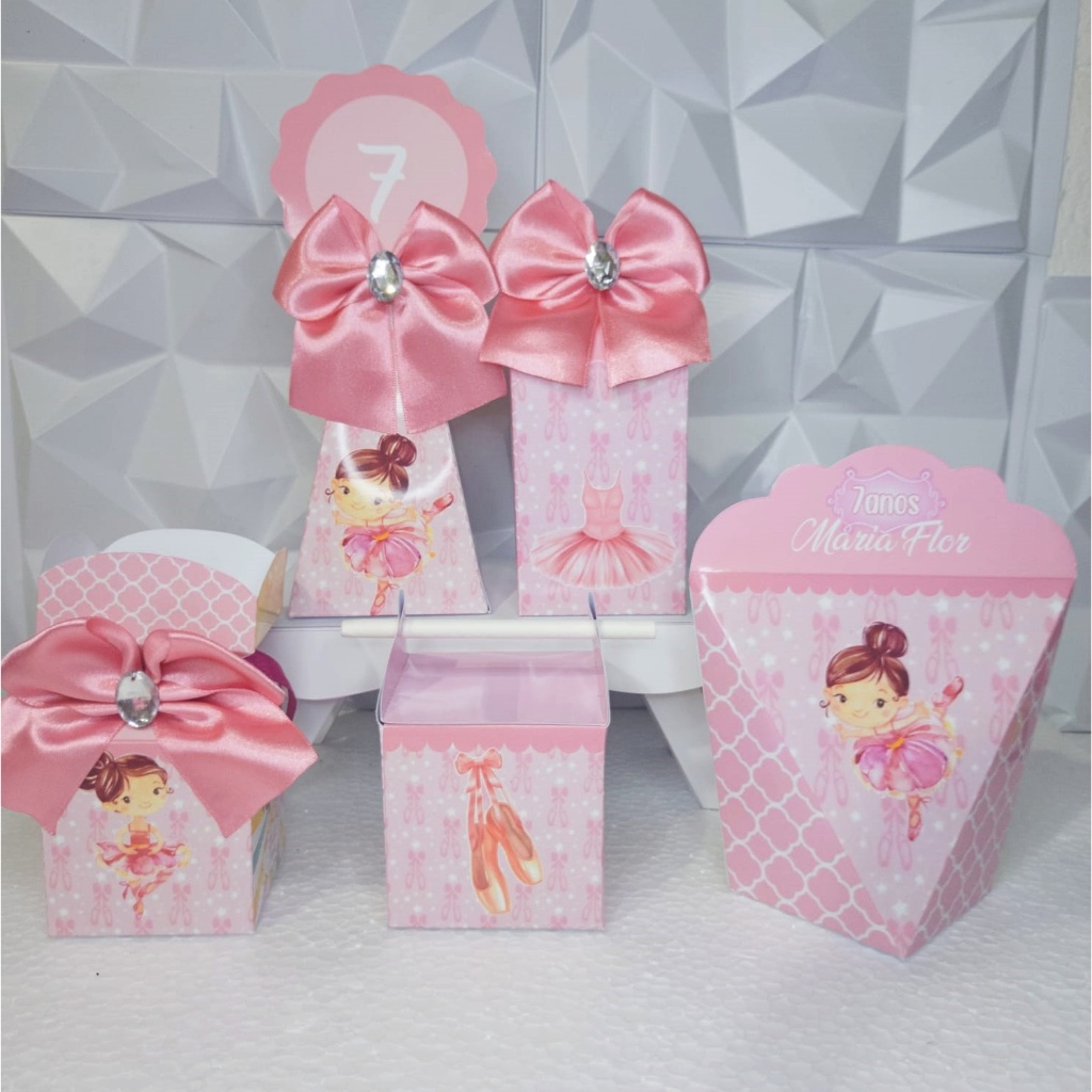 KIT CAIXAS TEMA BAILARINA / PERSONALIZADOS / FESTA / LEMBRANCINHA / ANIVERSARIO