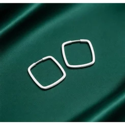 Brinco Argola Quadrada Fio Quadrado de Encaixe em Prata 925 Legítima Feminino