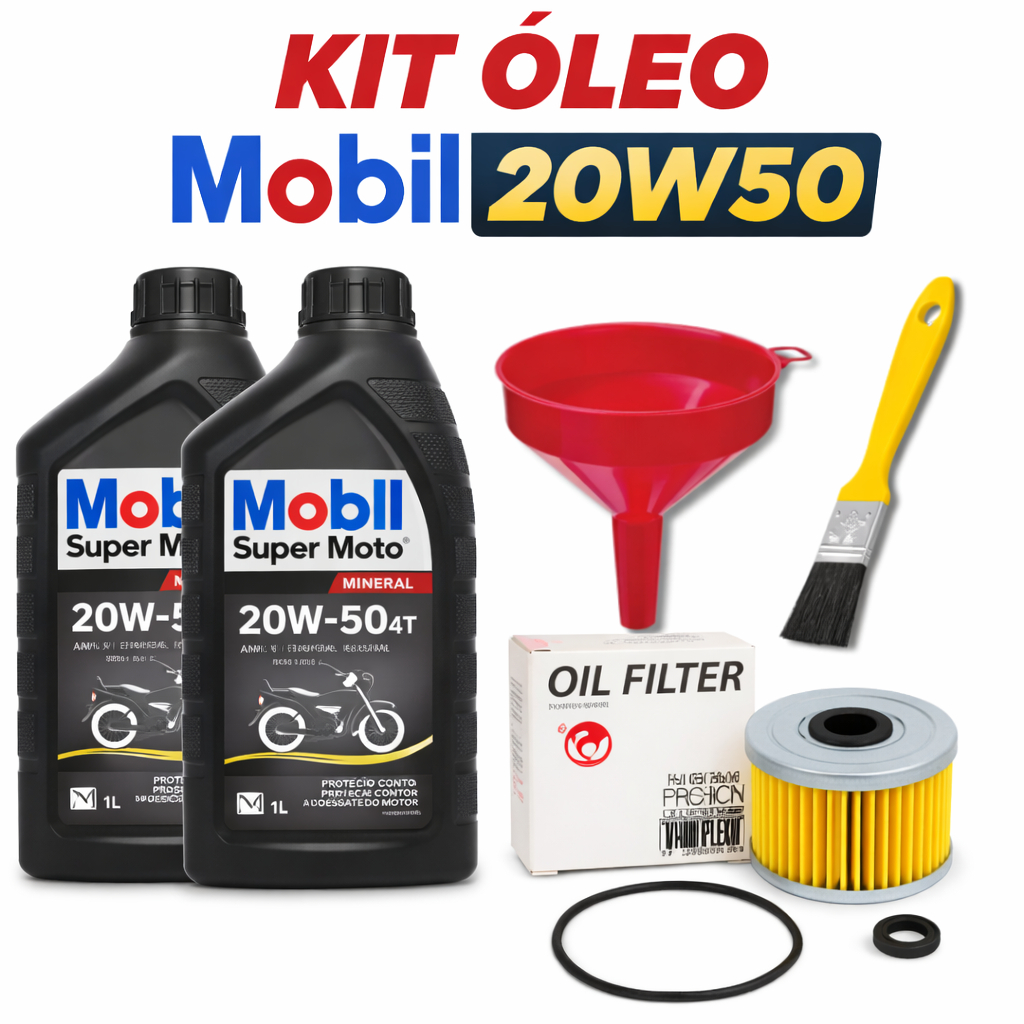 Kit Troca de Óleo Mobil 20W50 2L Honda NX 400 Falcon 1999 a 2008 Completo em Oferta na Shopee