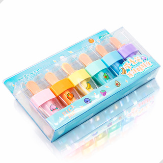 Kit 6 Marca Texto 6 Cores Pastel Sorvetinho Picolé De Frutinhas Escolar Infantil Para Grifar em Oferta na Shopee