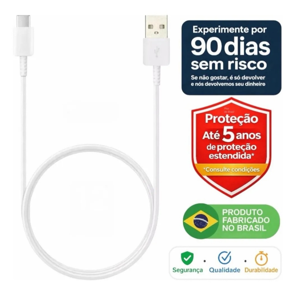 Plus do Brasil Cabo Usb Turbo Tipo C Para Samsung Galaxy S25 S24 Plus S23 Fe S22 S21 S20 A16 A15 A22 A13 A14 A15 A16