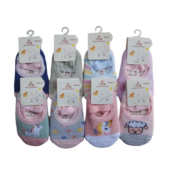 Kit 6 Pares de Meia Sapatilha Antiderrapante Infantil Estampas Diversas Meninos e Meninas 2 a 10 anos