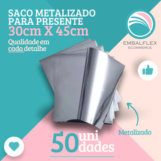 Embalagem Saco Para Presente Metalizado 30cmx45cm 50unidades em Oferta na Shopee
