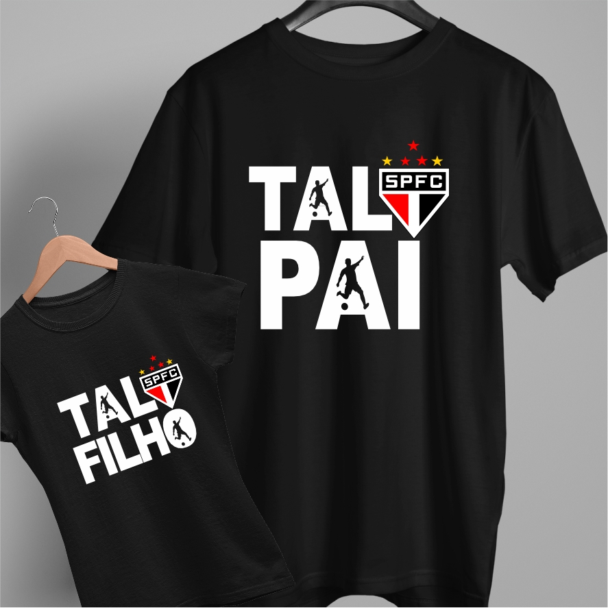 Kit Pai e Filho Camisetas Personalizadas Futebol Preto Presente