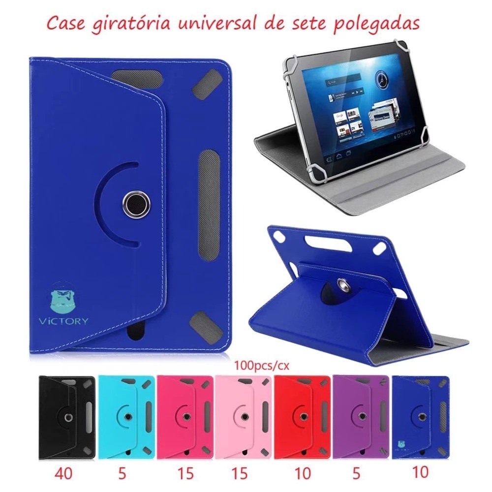 Capa carteira De Couro Sintético Com Flip Universal Para Tablet 360 Graus 7 e 8 Polegadas em Oferta na Shopee